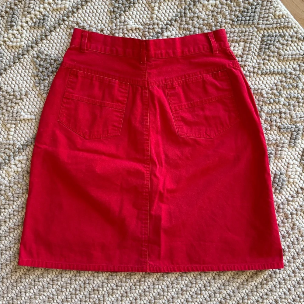 Vintage 90s Cherry Red Skirt Size 9/10 Summer Fisherman Core Coastal Retro
